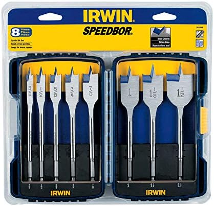 Irwin 341008 8-PCS 6 X 1/4 Blue-Groove Hex Shank Speedbor Spade Bit Set