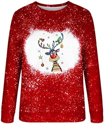 Nokmopo božićna dukserica za žene modno casual božićni print okrugli vrat pulover dugih rukava vrhovi pulover