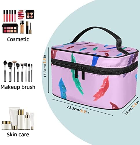 Kozmetičke torbe za žene, torbice torbice šminke organizator za skladištenje torbe za šminkanje djevojke, akvarelne boje perje