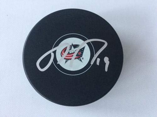 Rian Johansen potpisao je hokejaški pak Columbus Blue Jackets s autogramom-NHL PAKOVI s autogramima