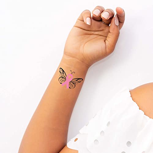 Privremene tetovaže leptira za rak dojke / pakiranje od 10 komada / proizvedeno u SAD | u / sigurno za kožu / uklonjivo