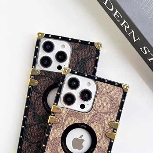 DVTEL luksuzni dizajner za iPhone 14 Pro Max CASE Square za žene muškarce, logotip, kožni šok zaštitni poklopac za zaštitni telefon