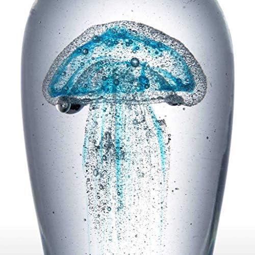 ZLBYB ručno ispuhana šarena staklena meduza, sjajne meduze, meduze viseći ukrasi, figura meduza, ukras za dom, uredski ukras