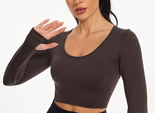 Košulje s dugim rukavima za žene vrhovi treninga besprijekorne atletske košulje s niskim V vratom joga solidna osnovna majica s rupama
