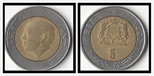 Afrički Maroko 5 Dirm Coin 1987 Edition dvobojni metalni novčić dvobojni umetnuti kovanice