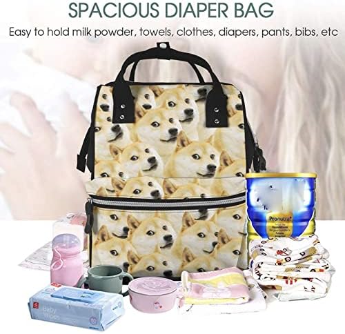 Gospodin Doge Meme mama ruksaka torbe za pelene s pelena rame za pelena velika kapacitet za njegu bebe